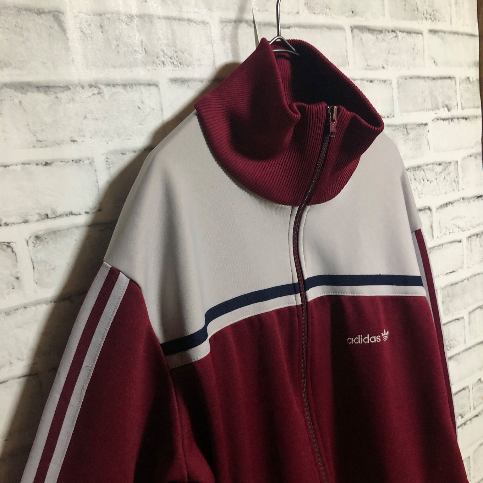 80s⭐️adidas トラックジャケット/ジャージ L 刺繍 vintage ワイン 