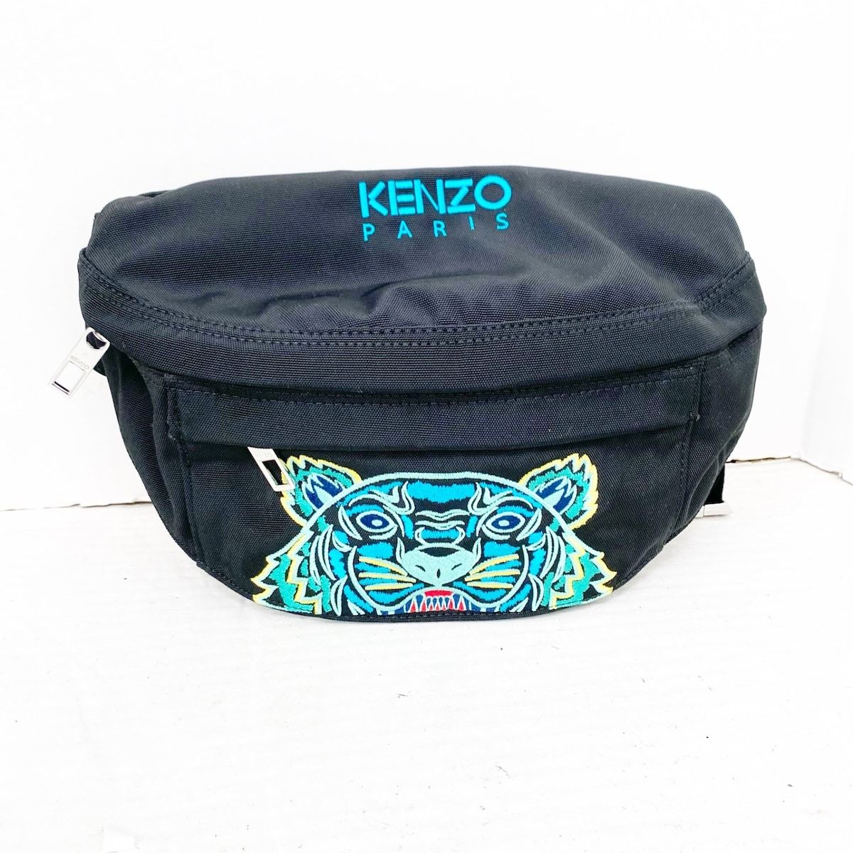 ラス1！【KENZO】タイガー ウエストポーチ ブラック×ミントブルー