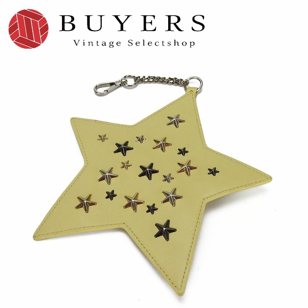 中古】 JIMMY CHOO ジミーチュウ バッグチャーム スタッズ 星形 レザー 革 イエロー 黄色 ジッピー ジップ シルバー金具 leather  yellow star - メルカリ