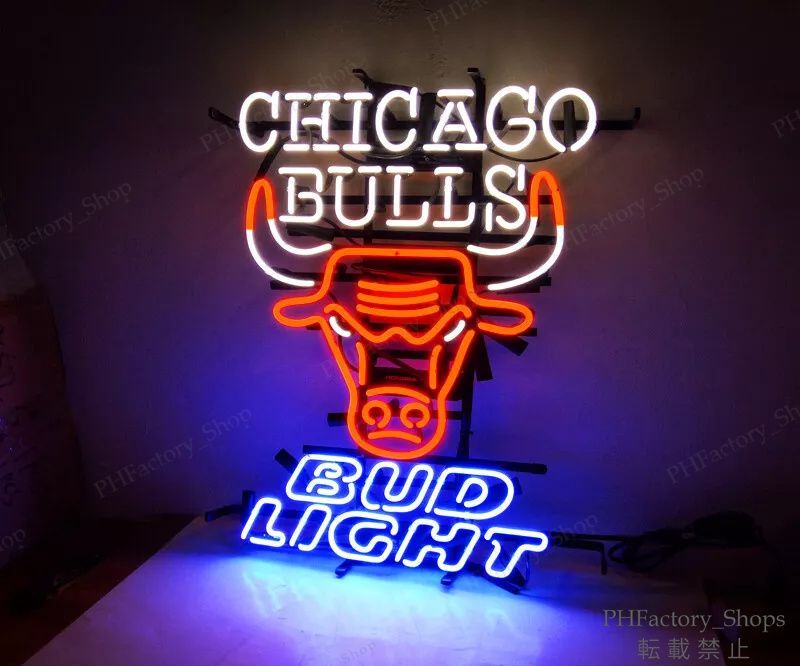 ネオンサイン CHICAGO BULLS BUD LIGHT ネオン管 部屋 カフェ 喫茶店 バー パーティー インテリア 省エネ ネオンライト 看板 アートデコレーション ネオン看板