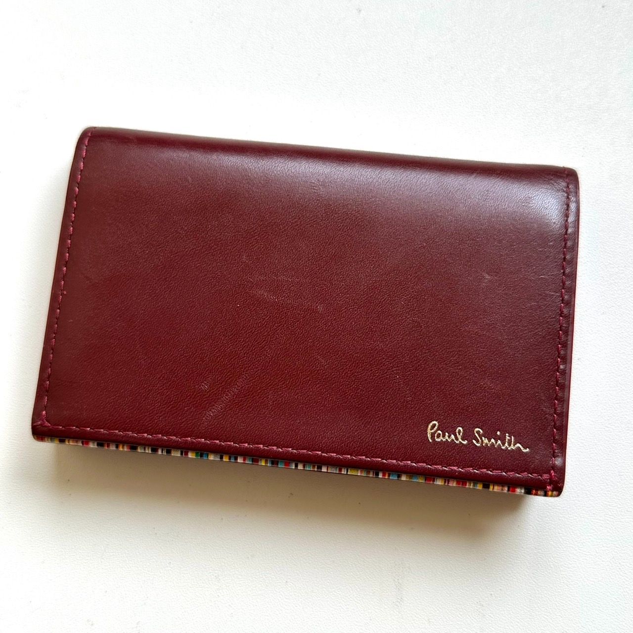 ポールスミス Paul Smith 名刺入れ マルチストライプ バーガンディ