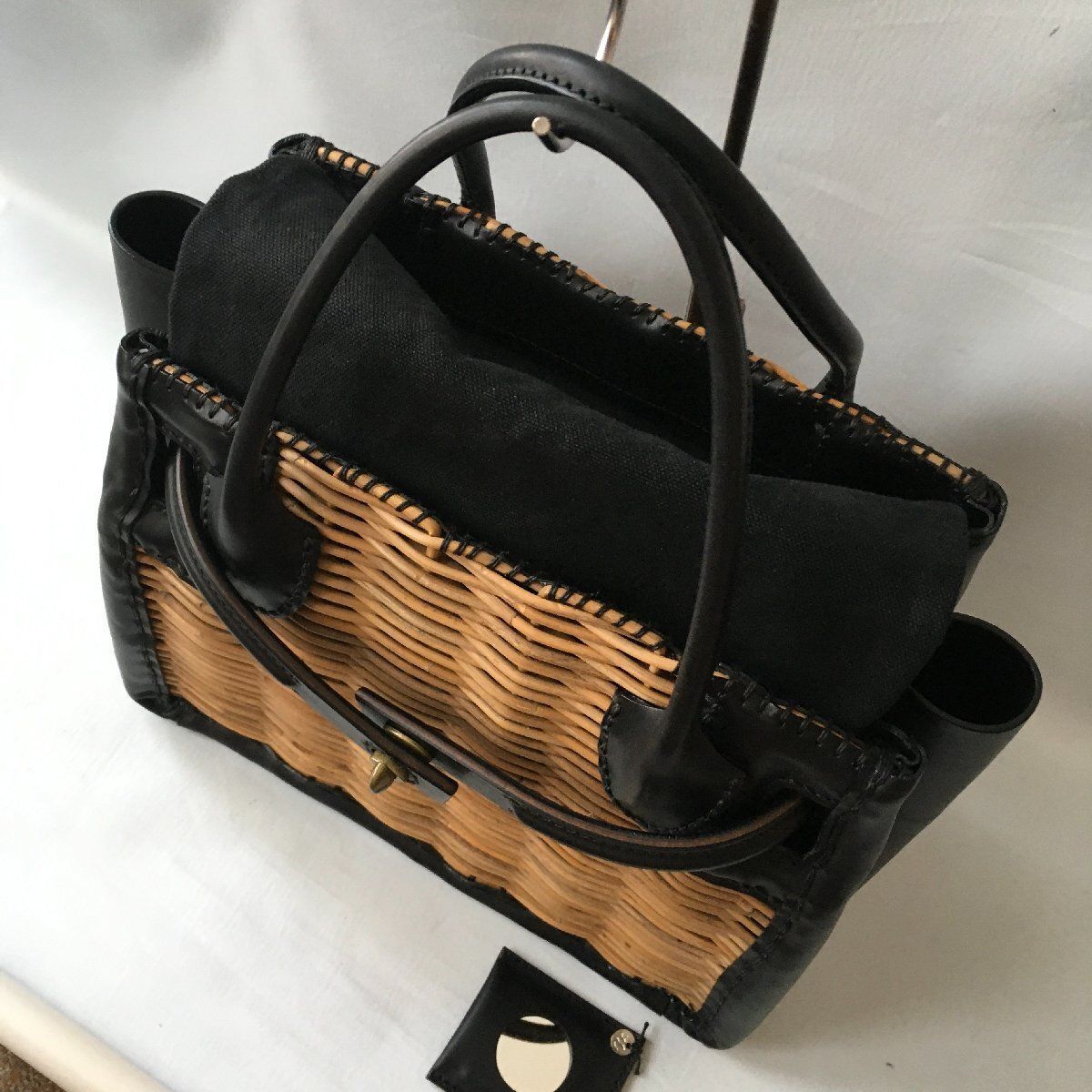 ebagosキャンバス・かご袋・ハンド（A4カゴ袋）防水キャンバス×紅籐