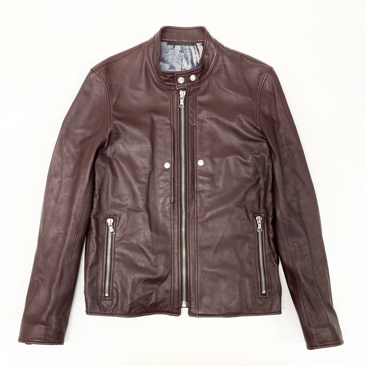 60i29 定価￥94.600 PS Paul Smith ポールスミス ゴートレザー シングルライダース ジャケット 386NLB L ワインレッド 山羊革 SINGLE RIDERSt18r