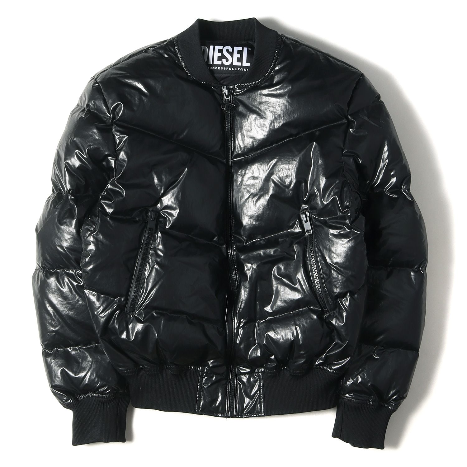 美品 DIESEL ディーゼル ジャケット シャイニー ナイロン フルジップ ...