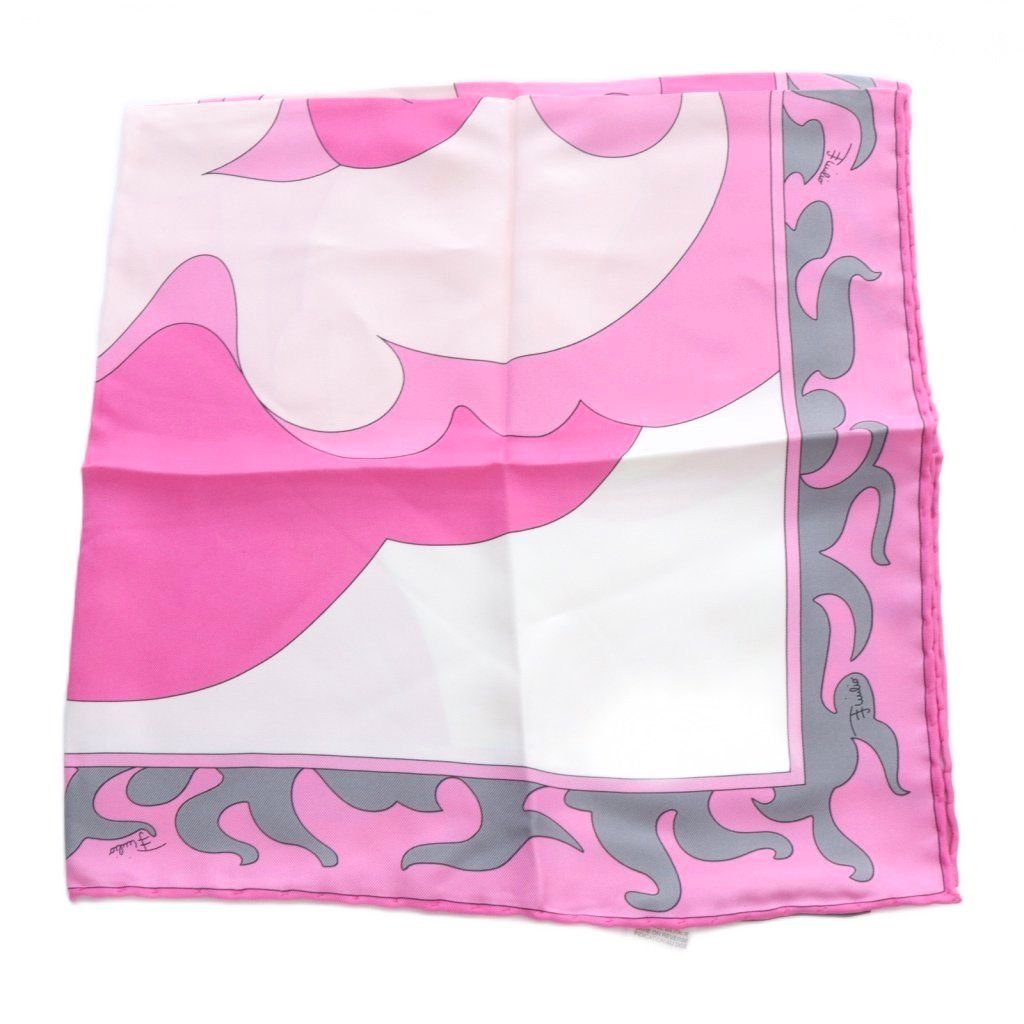 エミリオプッチ EMILIO PUCCI シルク スカーフ 総柄 ピンク