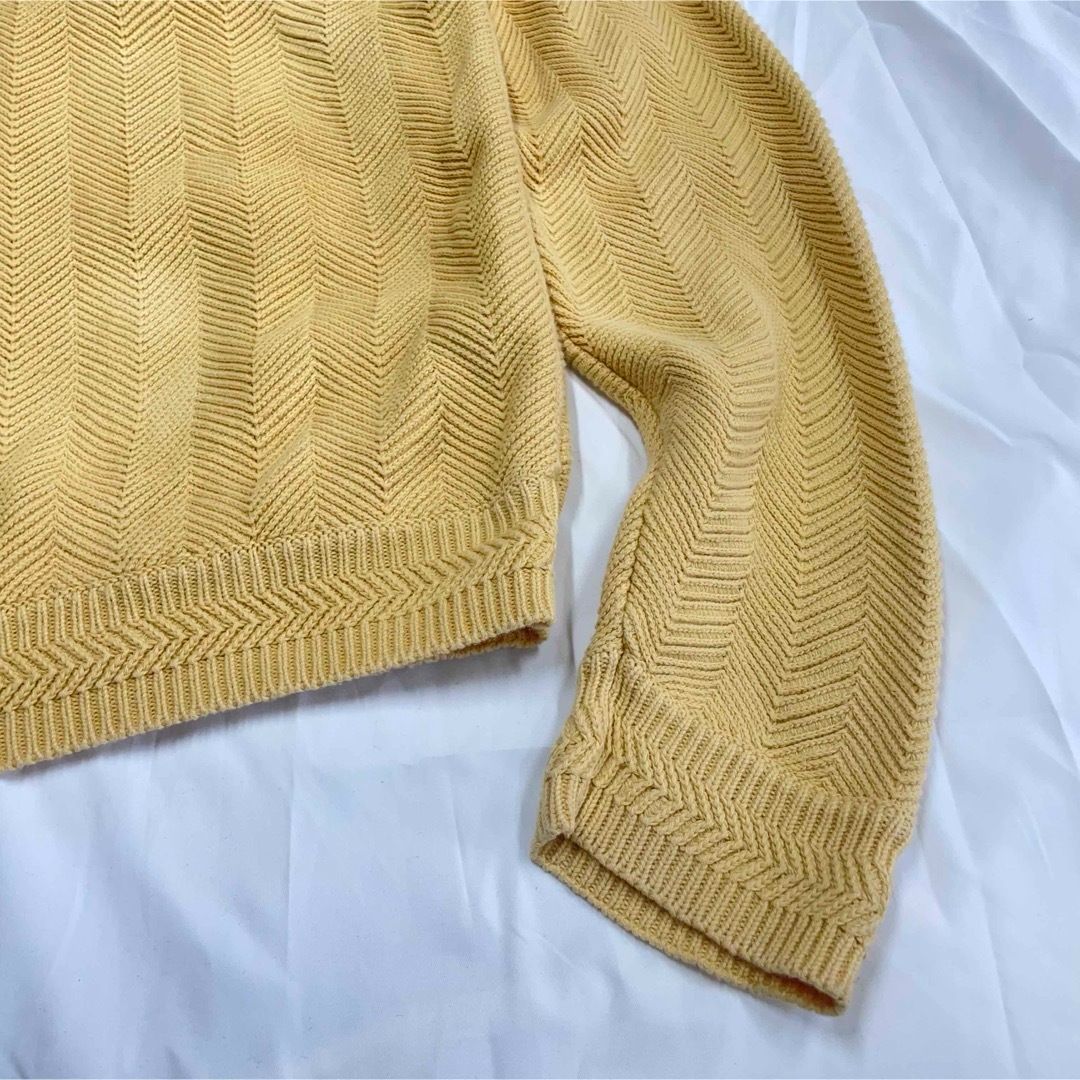 90s CHAPS RALPH LAUREN ニット イエローXLヘリンボーン柄