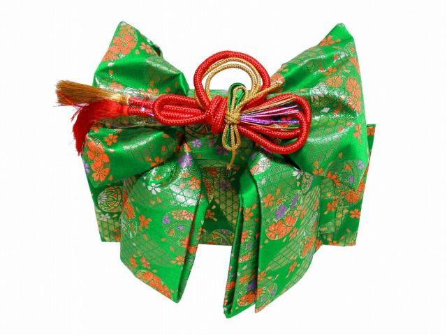 七五三 七歳用 結び帯 大寸 箱せこセット 緑-403 マリ
