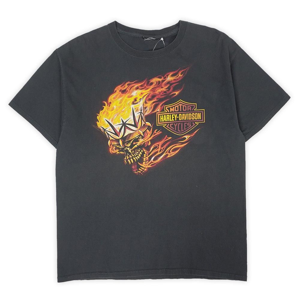 【__h8._ 】00s ハーレーダビッドソン スカル 黒 フレイム M ハーレーダビッドソン HARLEY-DAVIDSON 00s 2000年代 両面