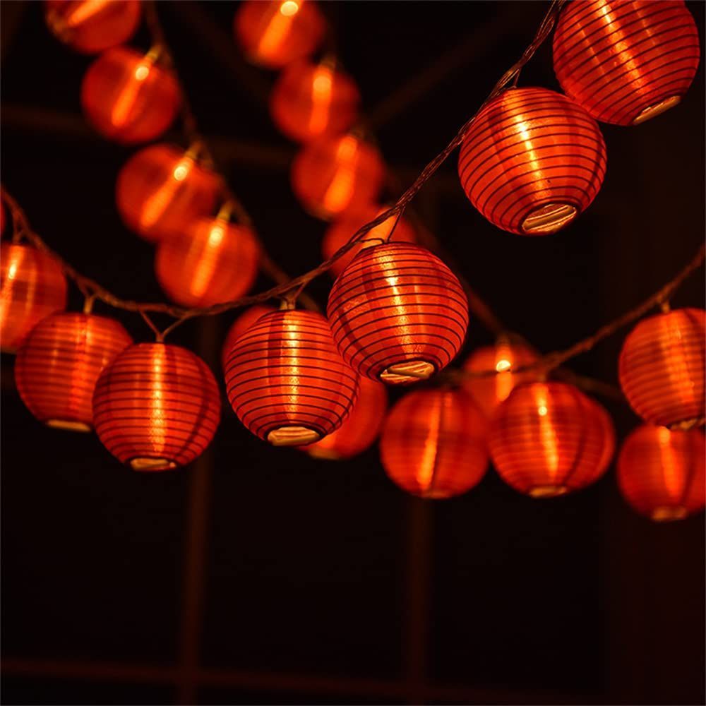 【人気商品】赤 提灯ライト ちょうちん 提灯 LED ストリングライト ソーラー式 防水 イベント DUOLEIMI イルミネーションライト お祭り 装飾用 屋外 パーティー (6.530電球)