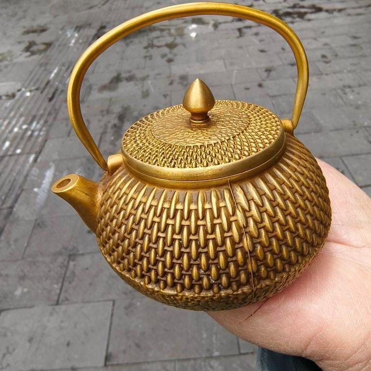 銅器 禅字波点提梁茶壺 酒壺 煎茶器 茶道工芸品 置物 - メルカリ