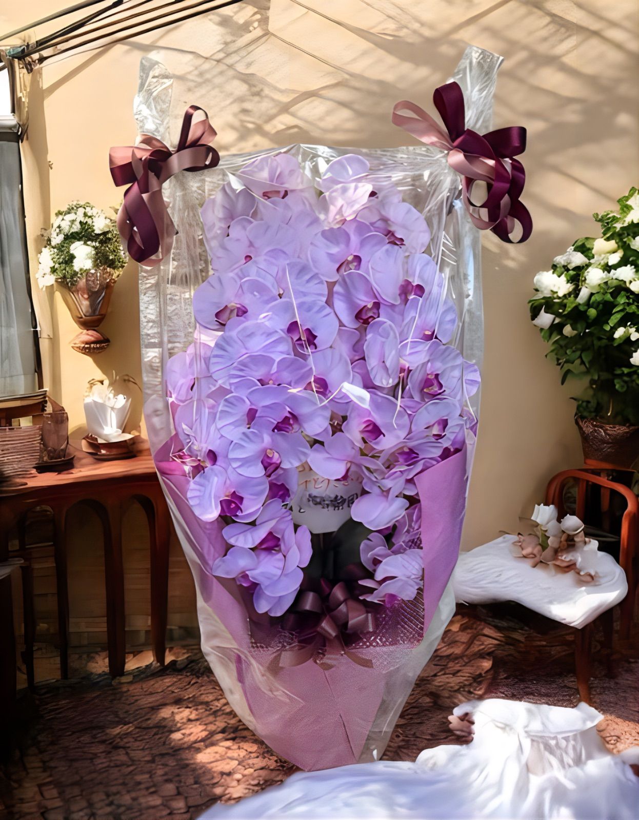 光触媒 人工観葉植物 ウォールグリーン フェイクグリーン 胡蝶蘭8550@@