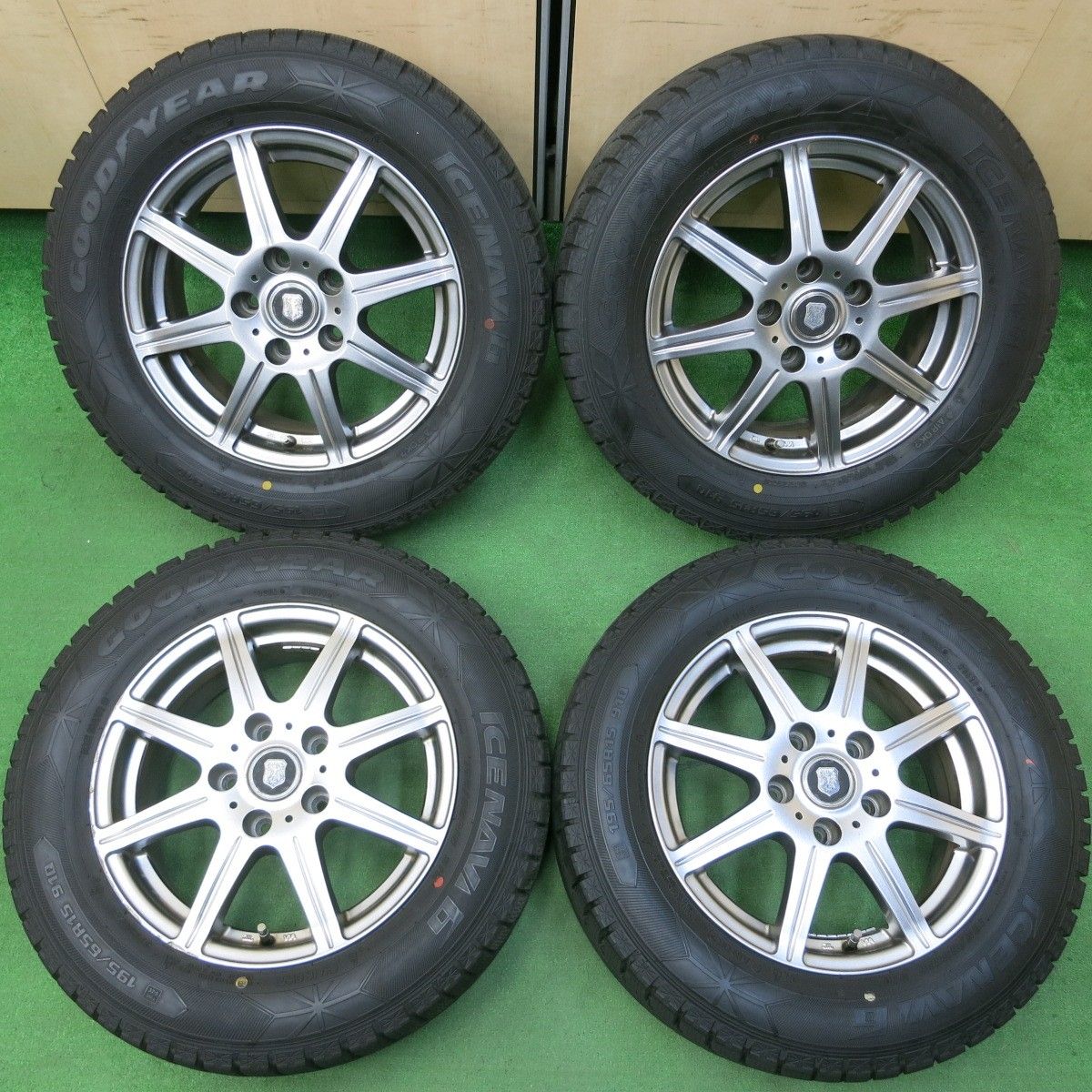 送料無料* バリ溝！9分☆スタッドレス 195/65R15 グッドイヤー アイスナビ6 社外 アルミ ホイール 15インチ  PCD114.3/5H☆4042610イス - メルカリ