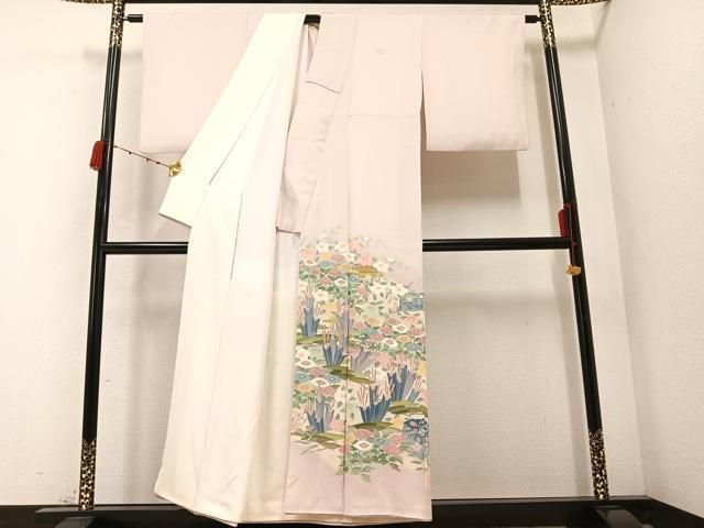 平和屋着物 本加賀友禅作家 染元千紅代表 寺西一紘 色留袖 風景草花文 正絹 AABB8226ph