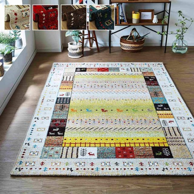 170万ノット！多色織！輝く 本場イラン産 絨毯 円形100cm‐200741 楽天