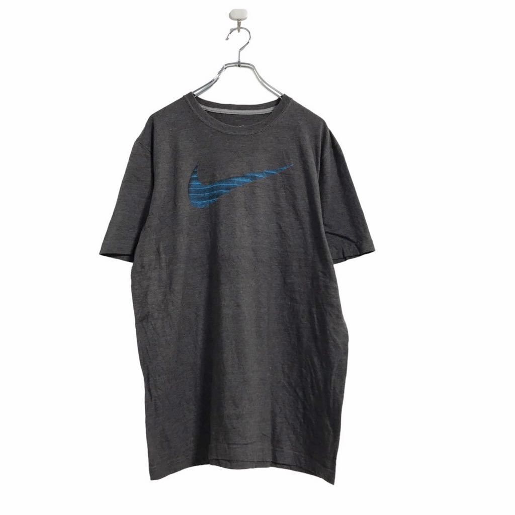 NIKE 半袖 プリント Tシャツ L ダークグレー ナイキ ビッグロゴ