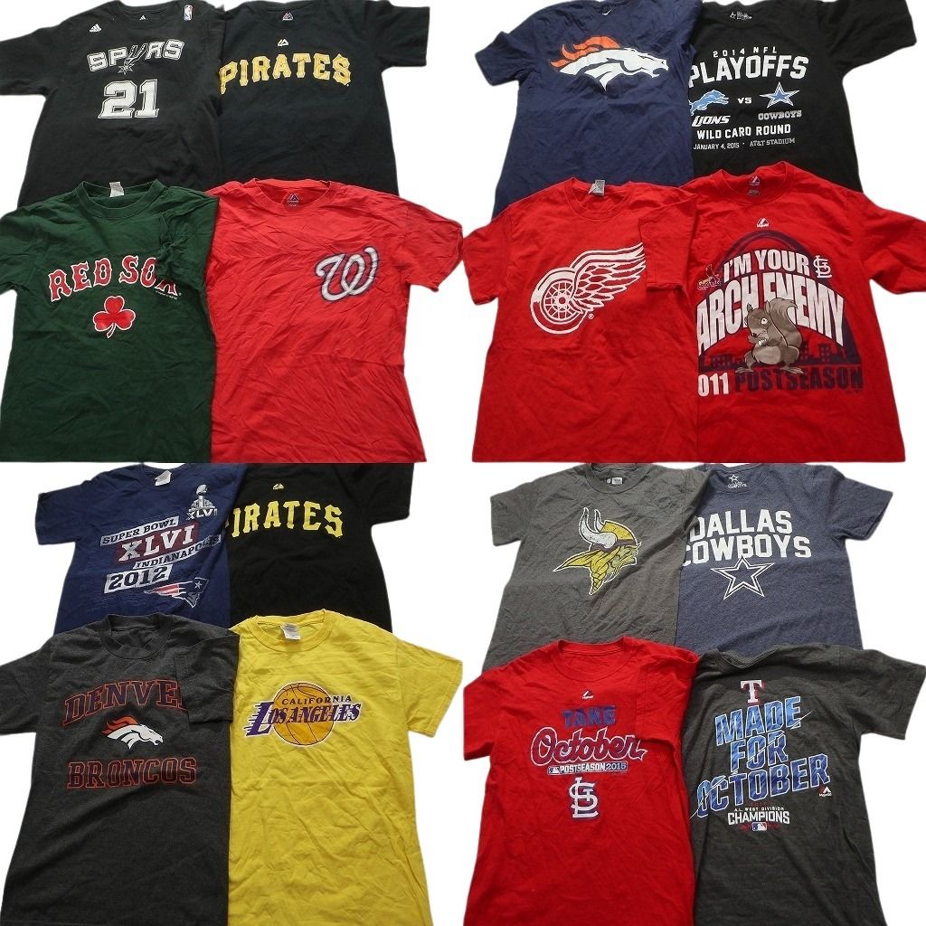 古着卸 プロチーム 半袖Tシャツ 16枚セット メンズ S アディダス NBA スパーズ レイカーズ MLB レンジャース 古着 NA2529