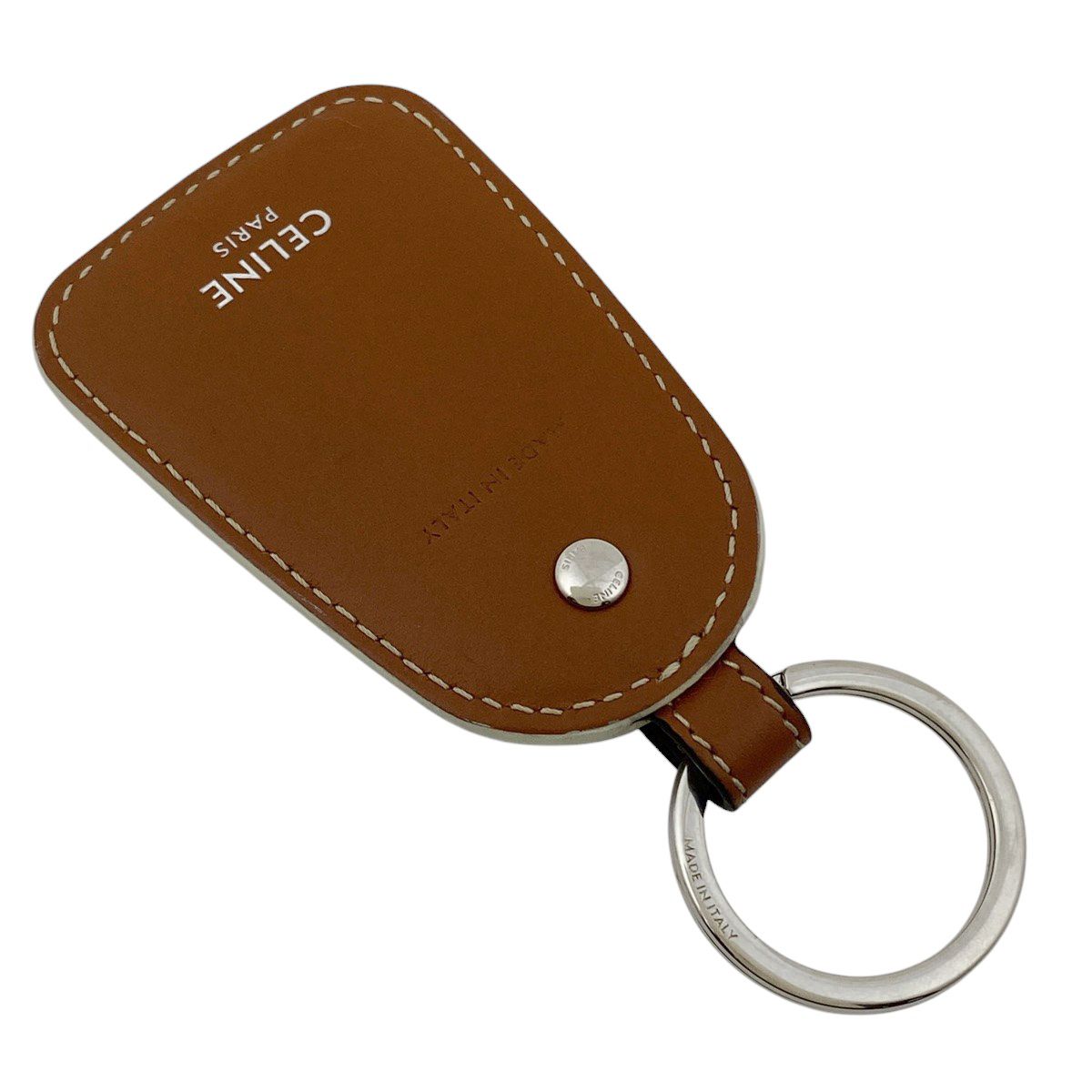 セリーヌCELINE レザーキーホルダー ホワイト・ブラウン 【公式通販】