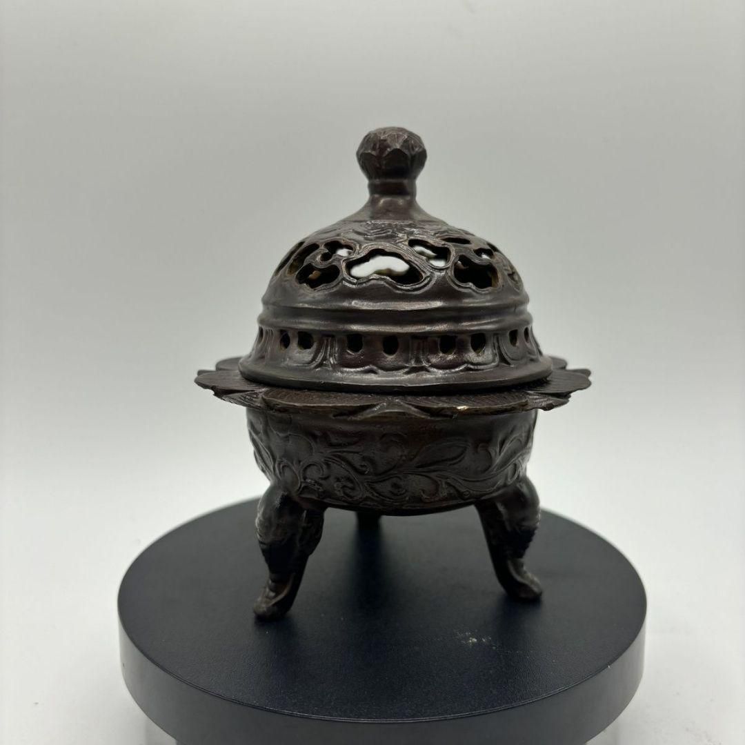 銅細工 金蜻蛉蓮華香薫炉 香炉 香道具 装飾品 工芸品 美術品 置物