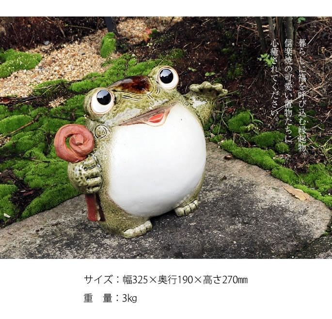 信楽焼 ワケアリ 9号 出目笑い蛙(大) 手作り蛙 2点セット 信楽焼き ＞