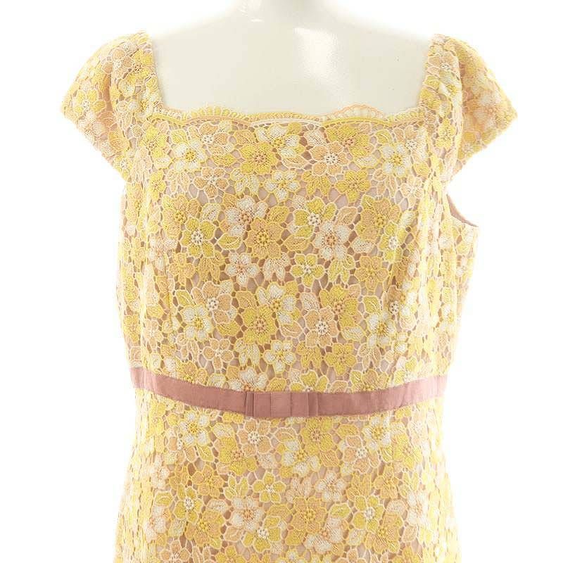 TOCCA トッカ　レースノースリーブワンピース　イエロー　4 トッカ TOCCA ケミカルレース ワンピース ひざ丈 ノースリーブ 4