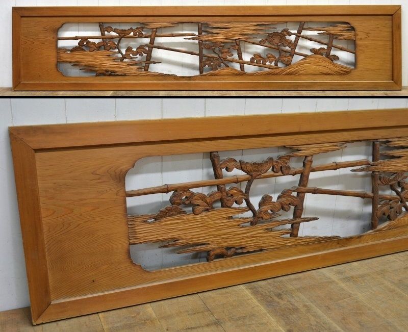 良心的な 蔵C1131 建具 欄間 一対 菊図 彫刻 座敷古民家 沖縄 フォーマル