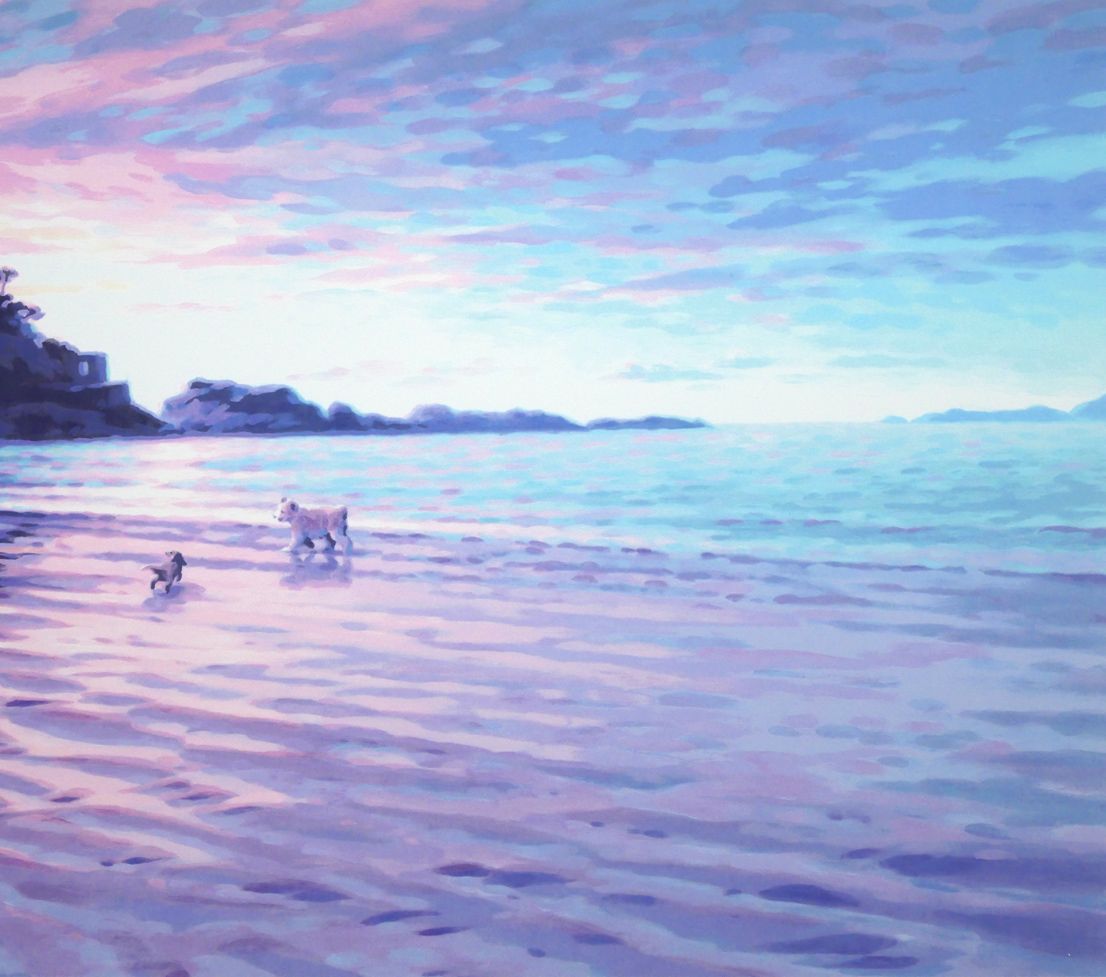 真作保証 笹倉鉄平 「エクリューズ浜」シルクスクリーン 直筆サイン 光の情景画家 笹倉 鉄平「エクリューズ浜」シルクスクリーン版画 限定サイン入り 光