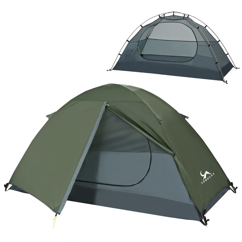 TOMOUNT テント ソロテント 1-2人用 キャンプテント 二重層 自立式 耐水圧3000mm 通気 防風 軽量 コンパクト バイク アウトドア 登山用 簡単設営 4シーズン キャンピング