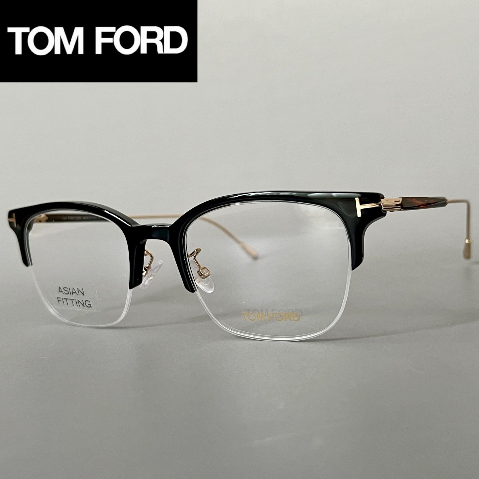 トムフォード メガネ アジアンフィット メンズ レディース TOM FORD ハーフリム 新品 ブラック ゴールド 黒 金 べっこう柄 サーモント -  メルカリ