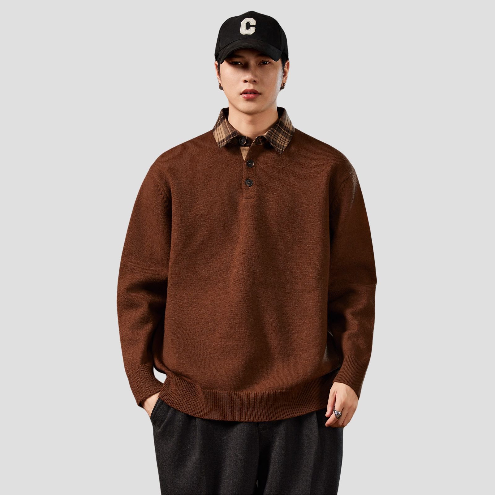 タイムセール メンズセーター 秋冬 ポロ カジュアル ニット プルオーバー