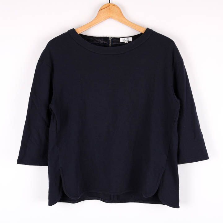 23区 長袖Tシャツ ラウンドネック 無地 バックジップ トップス ...