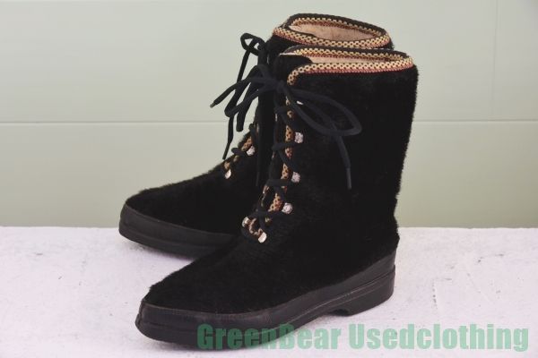 希少　vintage フランス製　エスキモーブーツ R624 フランス製 エスキモーブーツ ビンテージ アザラシ毛 黒