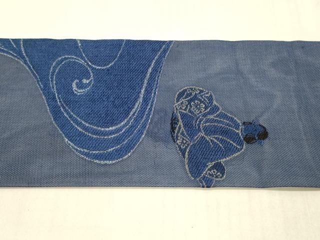 平和屋本店□極上 夏物 九寸名古屋帯 作家物 総刺繍 十二支 金糸