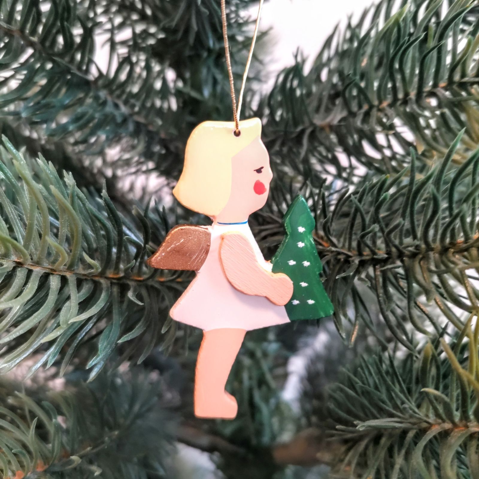 ドイツ工芸品 オーナメント 3人の天使 3つセット クリスマス飾り 木製