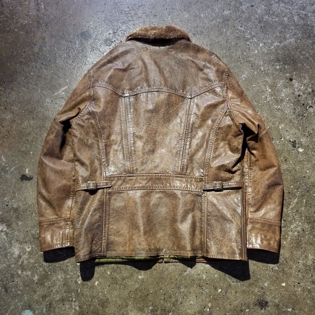 RRL 24AW シアリングカラー レザーカーコート M ダブルアール