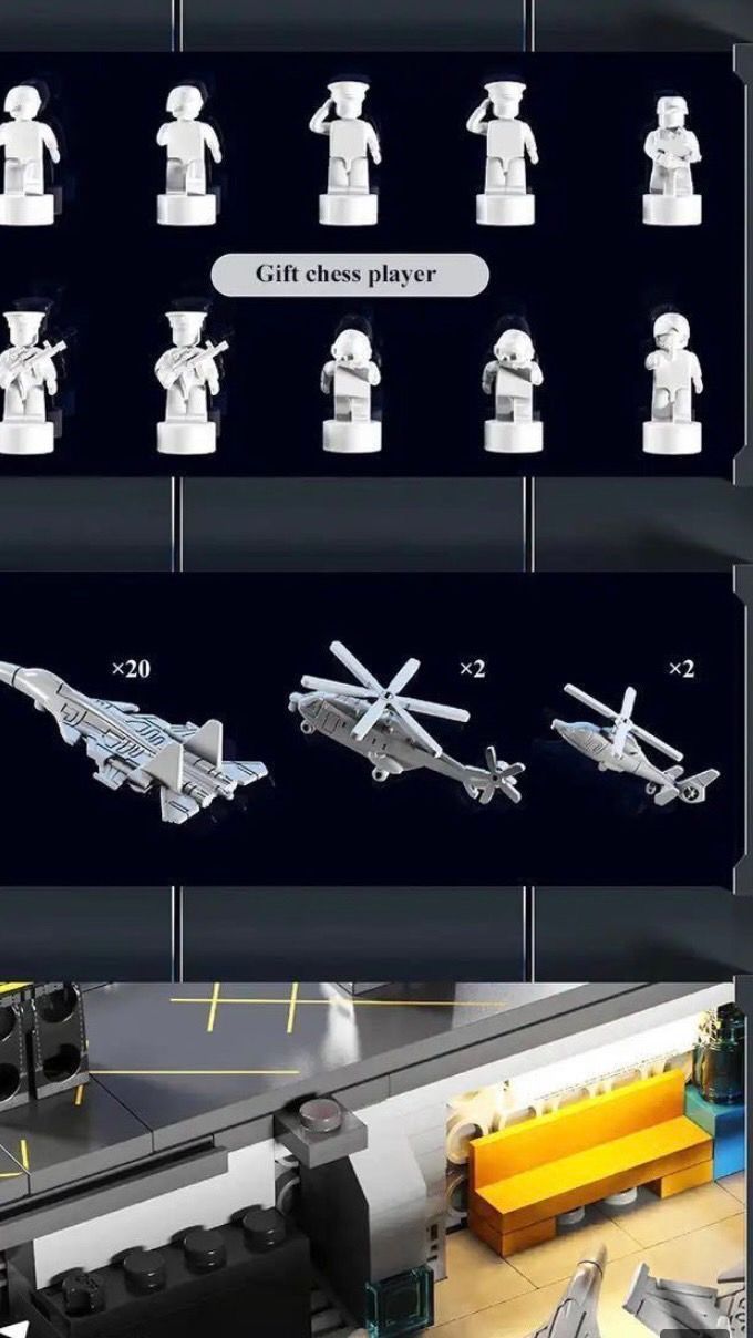 箱・説明書付き レゴ 互換 特大 空母 船 戦艦 全長75センチ 軍隊 兵士