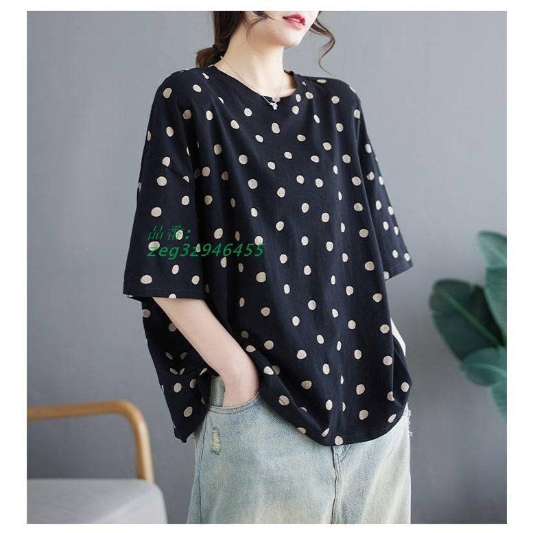 Tシャツ 半袖Tシャツ ドット柄 カットソー レディース トップス
