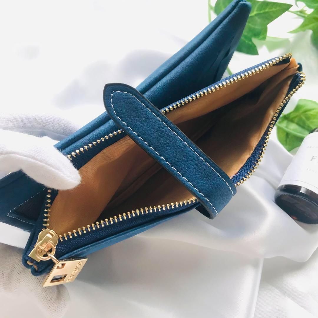 【ハンドメイド】ヌメ革　ロングウォレット　blue 楽天市場】ラウンドファスナー 藍染め 本革 札入れ 財布 長財布