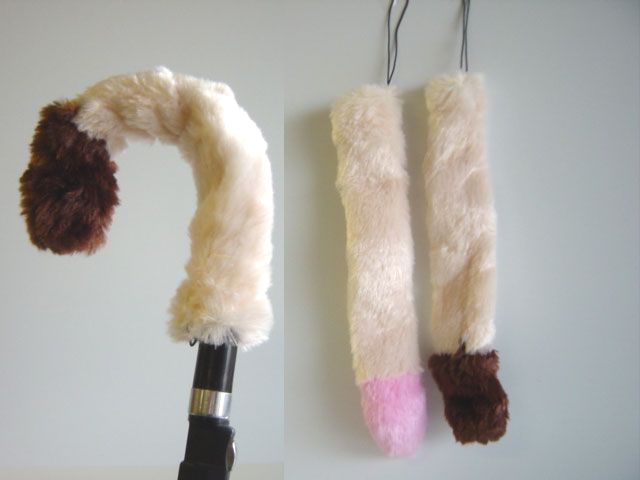 ♯Gzi15DDふさふさにゃんこしっぽストラップ&傘の柄カバー全6種