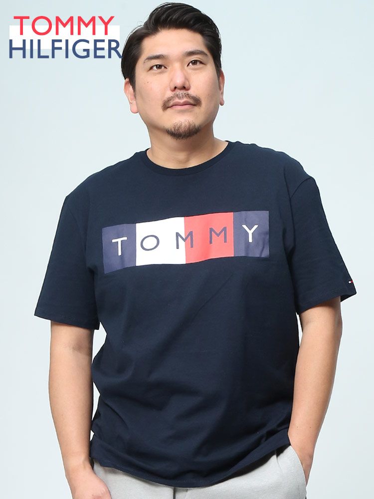 半袖 Tシャツ 大きいサイズ メンズ フロント クルーネック SCALIA コットン スポーツ トラッド ストリート TOMMY HILFIGER トミーヒルフィガー ネイビー