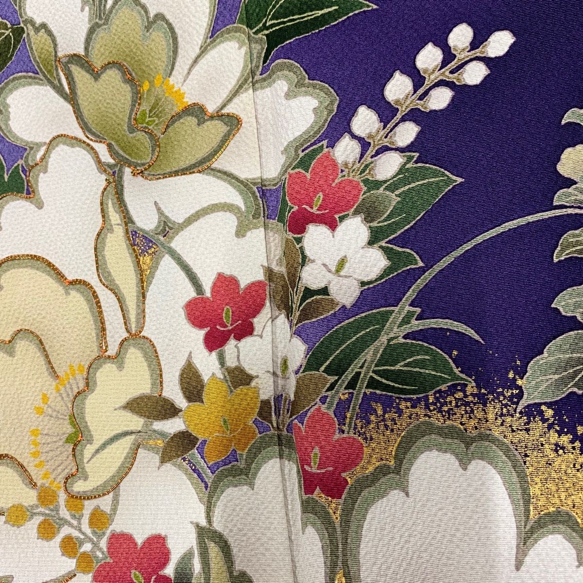 美品 振袖フルセット 牡丹 身丈160 刺繍衿付 ブルー 花畑 手描 草花 正絹 美品 振袖フルセット 牡丹 身丈160 刺繍衿付 ブルー 花畑 手描 草花