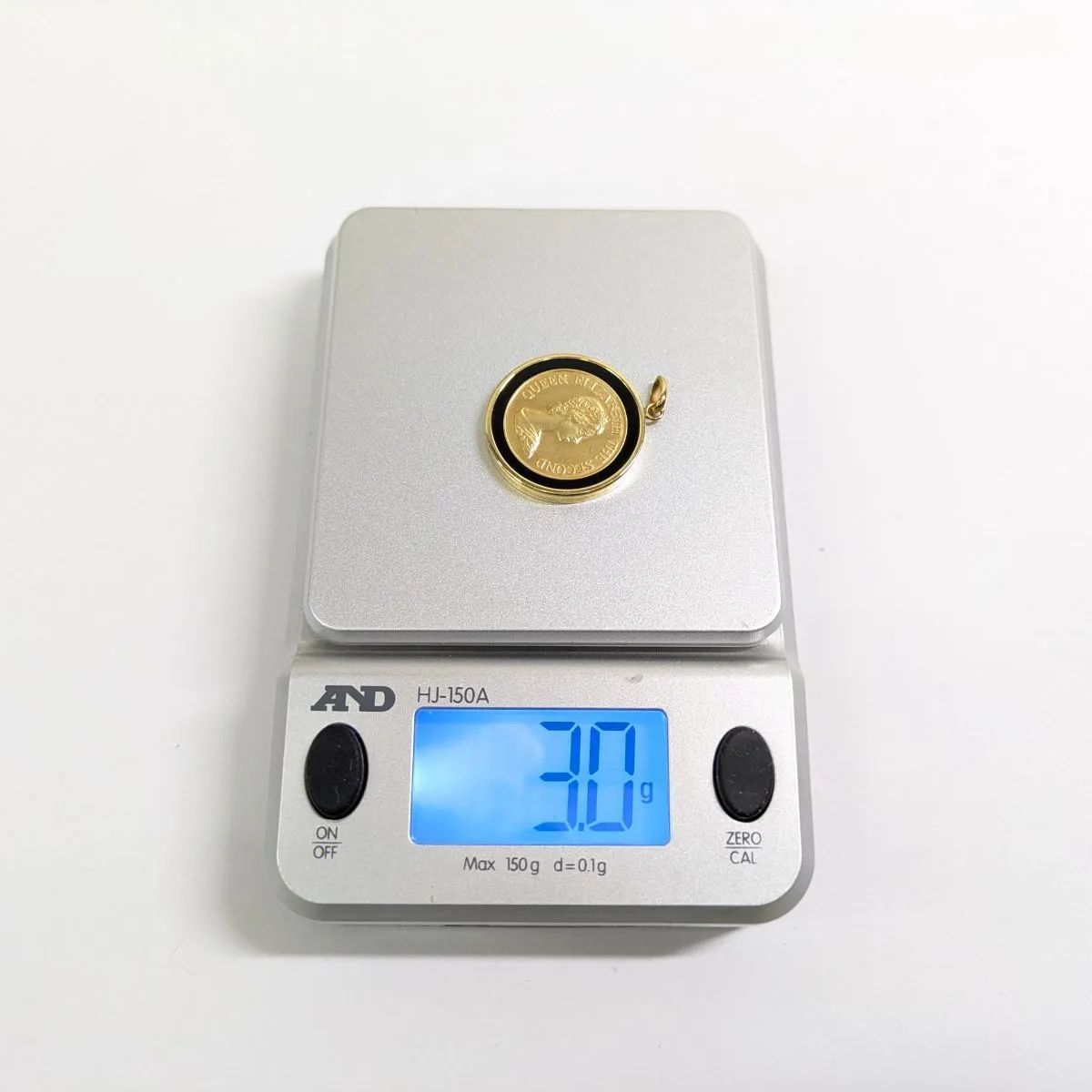 美品！ K18 オニキス コイン ペンダント トップ チャーム 金貨
