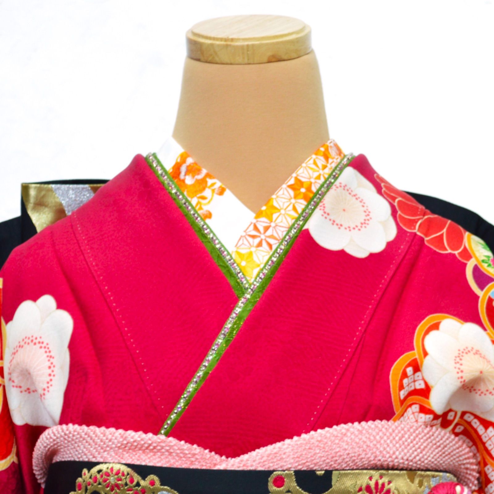 美品》正絹 振袖フルセット S〜Lサイズ 成人式 呉服店取扱品 金駒刺繍
