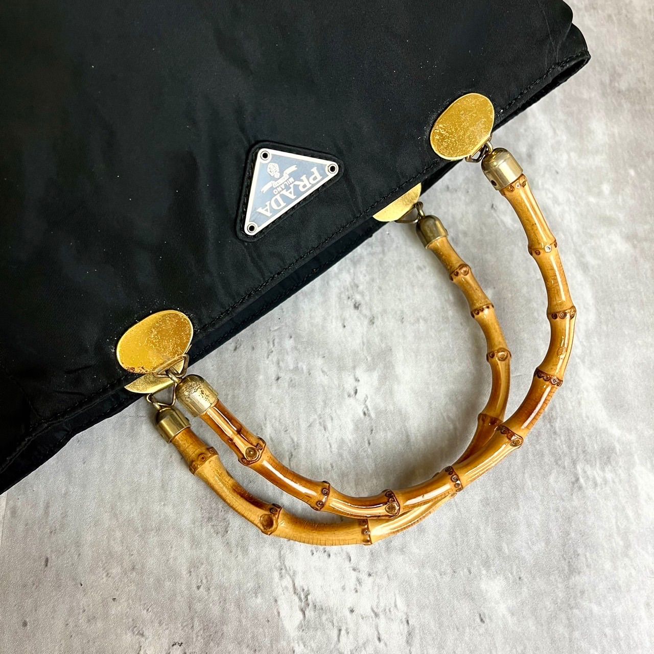 ✨良品✨ PRADA プラダ ハンドバッグ トートバッグ ウッドハンドル 