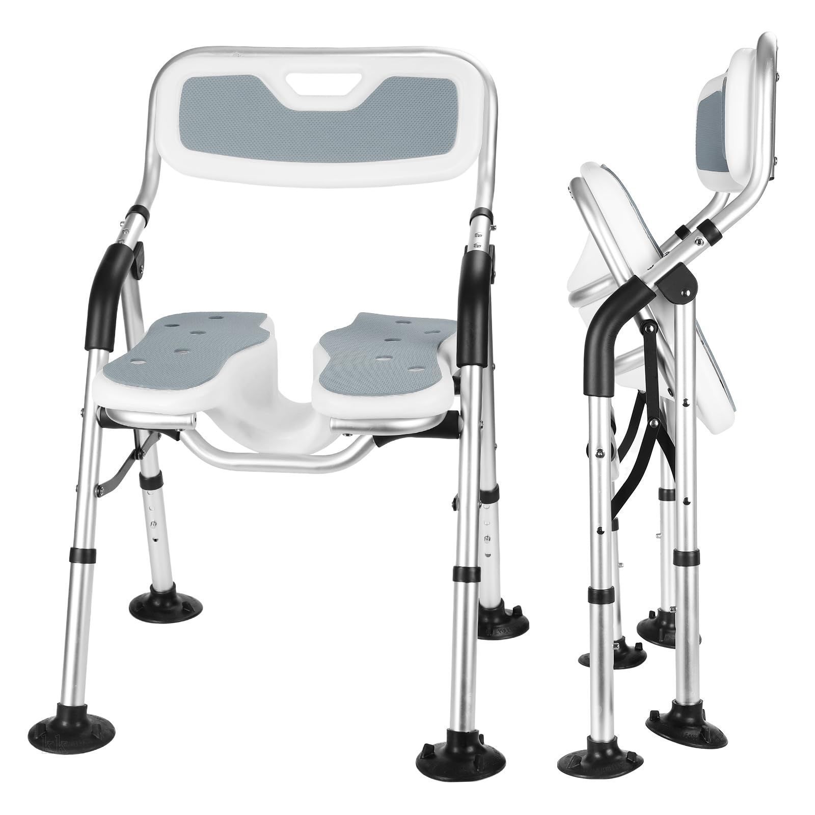 話題 お風呂椅子 介護用 折りたたみ 介護 風呂 椅子 U型座面 耐荷重150kg シャワーチェア 折り畳み 高さ4段階調節 シャワーチェアー 背もたれ付 介護用品 風呂椅子 肘掛け付き 立ち上がり