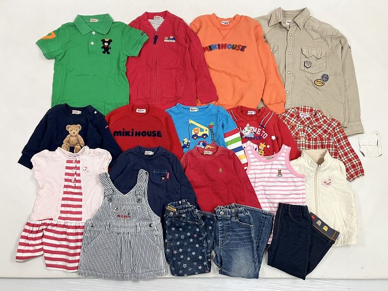 MIKI HOUSE ミキハウス 18点 まとめ商品 子供服 18点 まとめ ベビー キッズ 男の子 女の子 トップス ボトムス 卸 現状品 サイズMIX キッズ 2.75kg