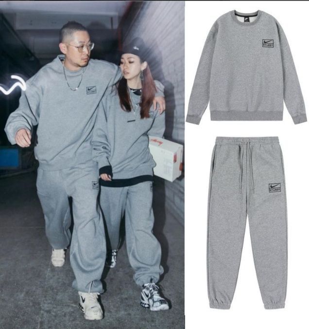 新品未使用 stussy nike 刺繍 スウェットセットアップ グレー 男女兼用 