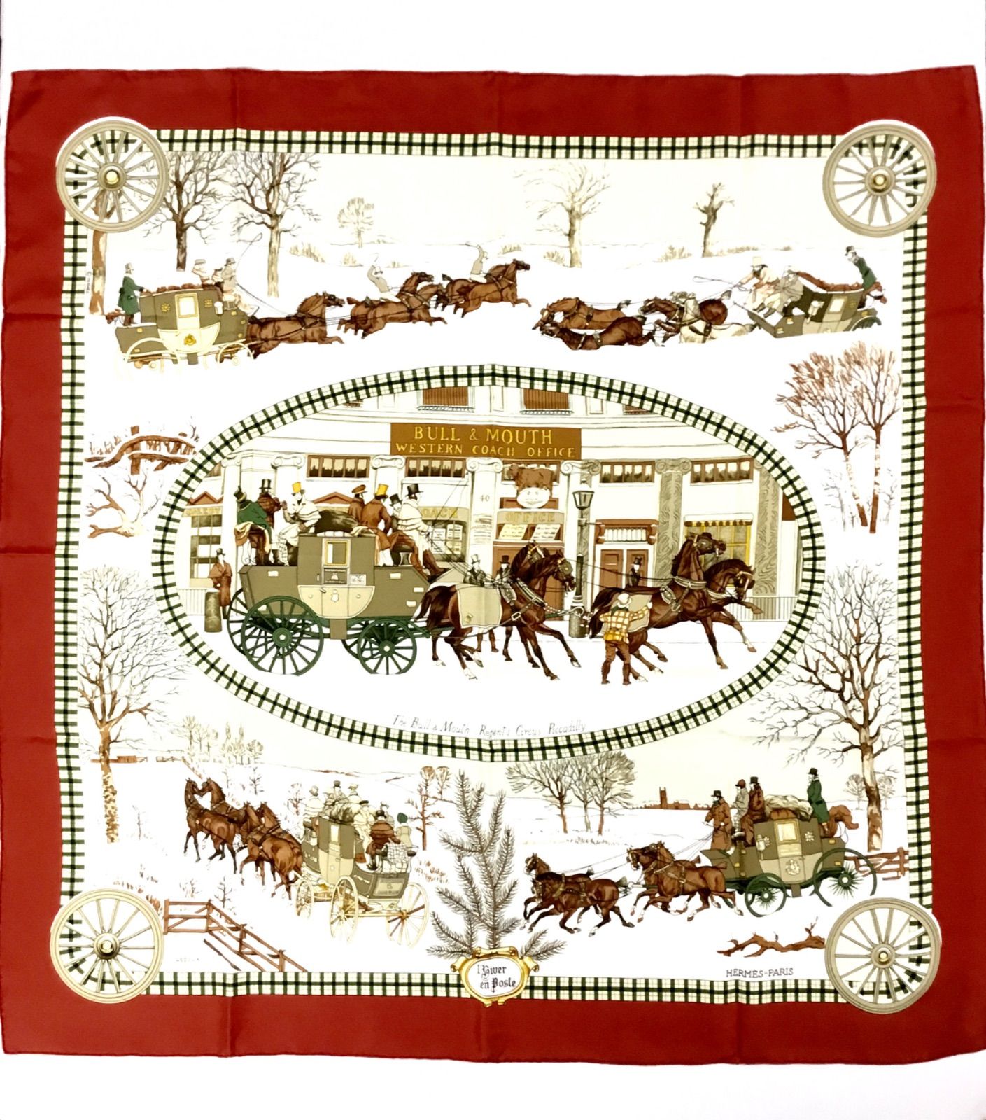 c*i様 HERMES ❥ エルメス スカーフ カレ90 冬の郵便馬車 美品 中古 美品】エルメス HERMES カレ90 Carre 90 大判 シルク