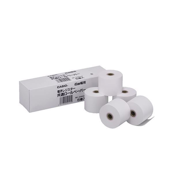 まとめ カシオ 電子レジスター用 ロールペーパー紙幅45 mm RP-4560 X 5 ×