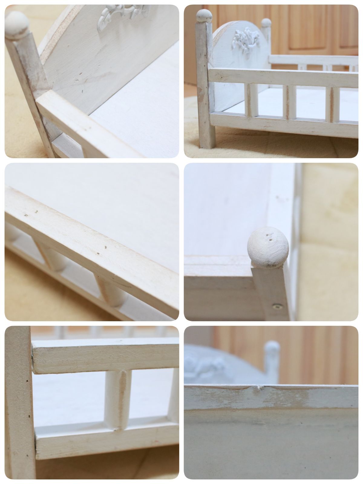 ニューボーンフォト撮影用ベッド 木製 小道具 ホワイトオールド加工 