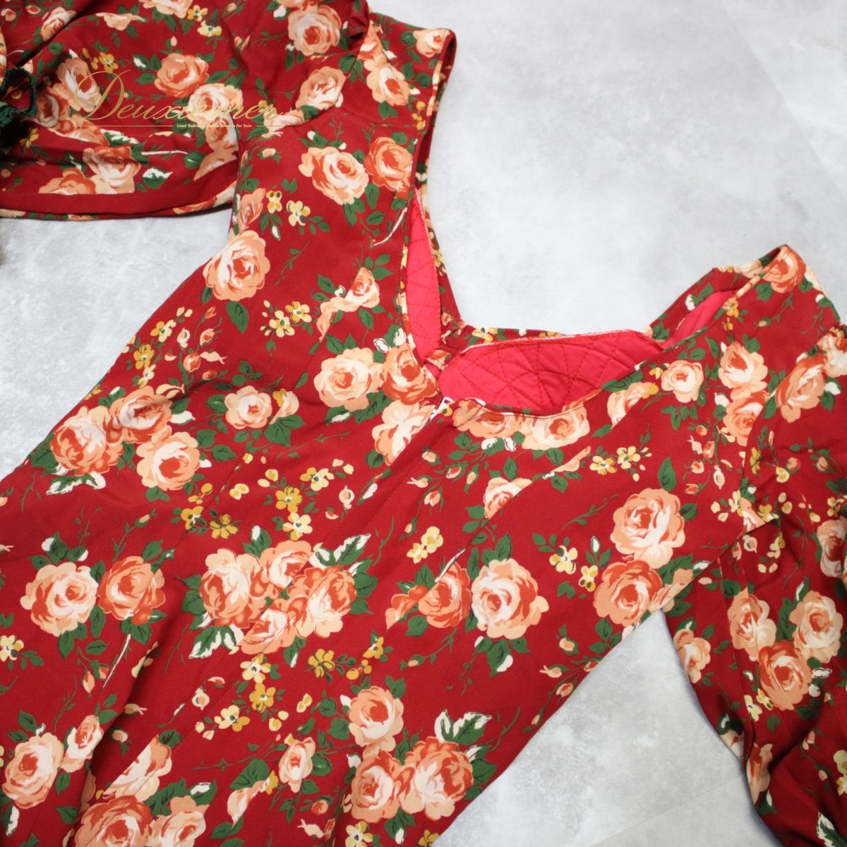 【美品 フラメンコ衣装】ワンピース ドレス 赤 緑 黄色 レッド グリーン コーラル オレンジ イエロー 花柄 レース フリル 派手 美品 フラメンコ衣装】ワンピース ドレス 赤 緑 黄色 レッド